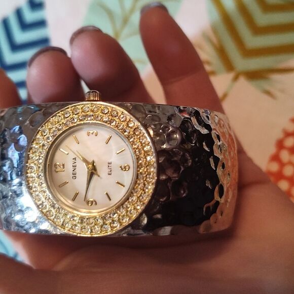 Geneva Elite Black and Silver Watch Bracelet main image 4